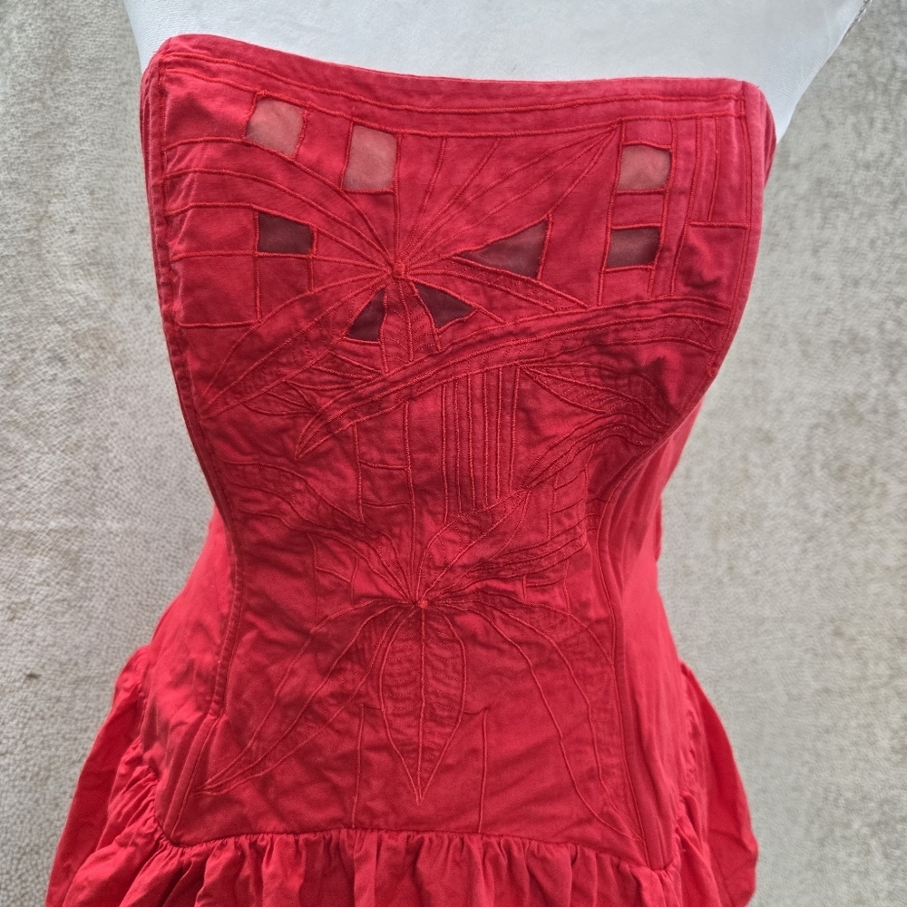 MOONGLOW Chic Strapless Red Ruffle Dress - Picture 6 of 15